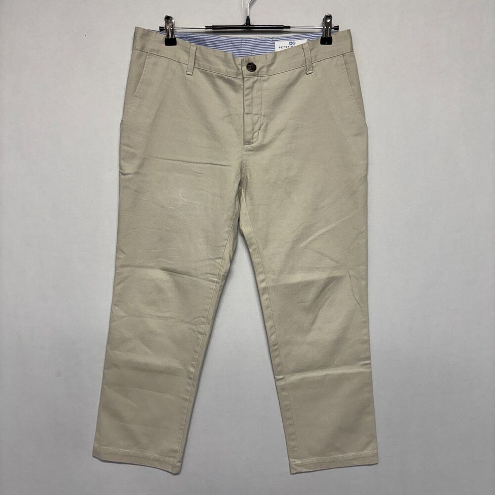 Peter Manning Men Flat Front Chino Pants Size 34x26 Khaki Flat Front D126 -27